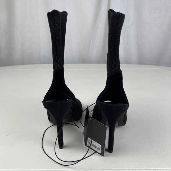 🚫SOLD🚫 NWT Black Peep Toe Stiletto Ankle High Heels Stretchy Sock Style - Picture 4 of 16